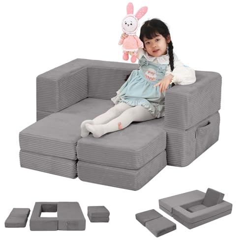 MeMoreCool Cord Kindersofa Spielsofa, Schaumstoff Bausteine, Couch Ausklappbar Im Dunkeln leuchtende, Schlafzimmermöbel, Modulare Mini Sofa für Spielzimmer, Softbausteine für Kuschelecke Kinderzimmer von MeMoreCool