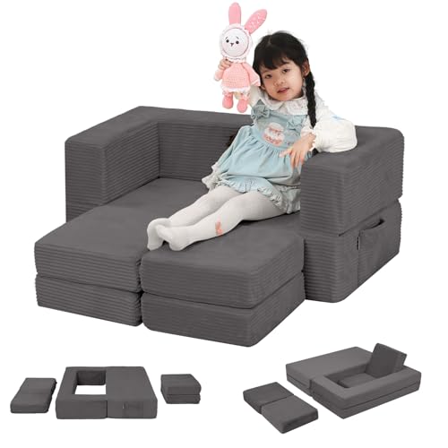MeMoreCool Cord Kindersofa Spielsofa, Schaumstoff Bausteine, Couch Ausklappbar Im Dunkeln leuchtende, Schlafzimmermöbel, Modulare Mini Sofa für Spielzimmer, Softbausteine für Kuschelecke Kinderzimmer von MeMoreCool
