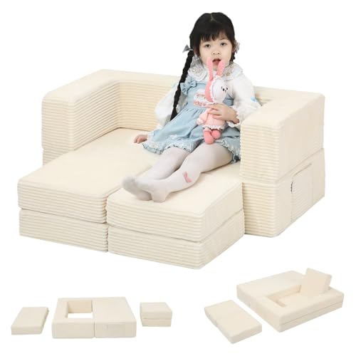 MeMoreCool Cord Kindersofa Spielsofa, Schaumstoff Bausteine, Couch Ausklappbar Im Dunkeln leuchtende, Schlafzimmermöbel, Modulare Mini Sofa für Spielzimmer, Softbausteine für Kuschelecke Kinderzimmer von MeMoreCool
