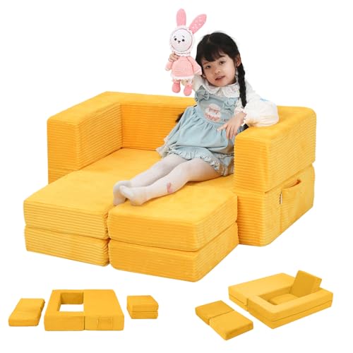 MeMoreCool Cord Kindersofa Spielsofa, Schaumstoff Bausteine, Couch Ausklappbar Im Dunkeln leuchtende, Schlafzimmermöbel, Modulare Mini Sofa für Spielzimmer, Softbausteine für Kuschelecke Kinderzimmer von MeMoreCool