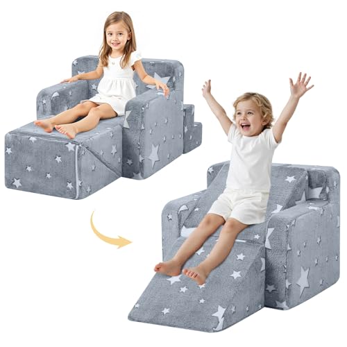 MeMoreCool Kinder-Spielsofa, Schaumstoff-Klettercouch, weiche Babycouch zum Klettern, Krabbeln, wandelbares Kindersofa, Spielzimmermöbel, modulares Sofa mit Rutsche, leuchtende Sterne MeMoreCool Kinder-Spielsofa, Schaumstoff-Klettercouch, weiche Babycouch zum Klettern, Krabbeln, wandelbares Kindersofa, Spielzimmermöbel, modulares Sofa mit Rutsche, leuchtende Sterne von MeMoreCool