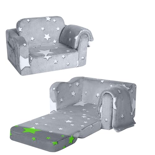MeMoreCool Kindersofa Ausklappbar, 2-in-1 Kleinkinder Schlafsofa, Kindersessel mit Schlaffunktion, Mini Couch für Kuschelecke Kinderzimmer, Fancy Spielsofa für Mädchen und Jungen, Grau Stern MeMoreCool Kindersofa Ausklappbar, 2-in-1 Kleinkinder Schlafsofa, Kindersessel mit Schlaffunktion, Mini Couch für Kuschelecke Kinderzimmer, Fancy Spielsofa für Mädchen und Jungen, Grau Stern von MeMoreCool