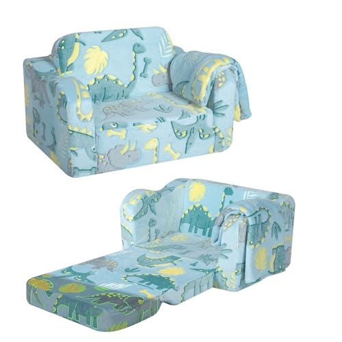 MeMoreCool Kindersofa Ausklappbar, 2-in-1 Kleinkinder Schlafsofa, Kindersessel mit Schlaffunktion, Mini Couch für Kuschelecke Kinderzimmer, Fancy Spielsofa für Mädchen und Jungen, Blau Dinosaurier MeMoreCool Kindersofa Ausklappbar, 2-in-1 Kleinkinder Schlafsofa, Kindersessel mit Schlaffunktion, Mini Couch für Kuschelecke Kinderzimmer, Fancy Spielsofa für Mädchen und Jungen, Blau Dinosaurier von MeMoreCool