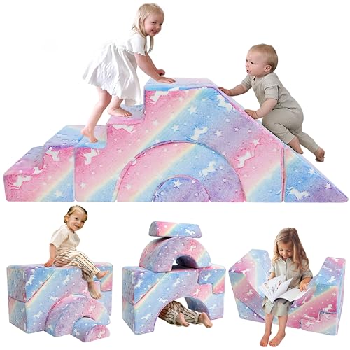 MeMoreCool Kindersofa Spielsofa, Modulares Schaumstoff Bausteine-Sofa, Baby-Schlafsofa zum Klettern und Krabbeln, Softbausteine für Kinderzimmer oder Spielzimmer, Mini Sofa mit Rutsche und Treppe von MeMoreCool