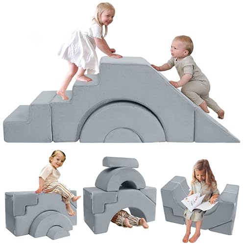 MeMoreCool Kindersofa Spielsofa, Modulares Schaumstoff Bausteine-Sofa, Baby-Schlafsofa zum Klettern und Krabbeln, Softbausteine für Kinderzimmer oder Spielzimmer, Mini Sofa mit Rutsche und Treppe von MeMoreCool