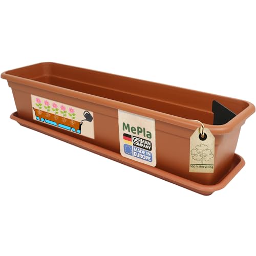 MePla -. Balkonkasten Balcony mit Bewässerung 80 cm + Untersetzer - Terra - Blumenkübel - Pflanzentopf - Pflanzenkasten aus wetterfest UV-beständigem Kunststoff MePla -. Balkonkasten Balcony mit Bewässerung 80 cm + Untersetzer - Terra - Blumenkübel - Pflanzentopf - Pflanzenkasten aus wetterfest UV-beständigem Kunststoff von MePla