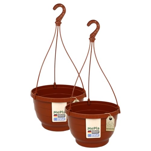 MePla - 2 Stück Ampel KOMET - wetterfestes Pflanzgefäß - UV-beständiger Blumenampel - Pflanztopf - ø30 cm - Terrakotta MePla - 2 Stück Ampel KOMET - wetterfestes Pflanzgefäß - UV-beständiger Blumenampel - Pflanztopf - ø30 cm - Terrakotta von MePla