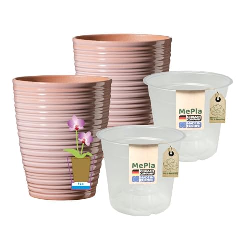 MePla - 2 Stück - SK Soendgen Orchideenübertopf Bergamo ø 13 Terra Pflanztopf Orchidee ø 12, hochwertiges Wohnambiente von MePla