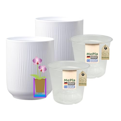 MePla - 2 Stück - SK Soendgen Orchideenübertopf Falun ø 13 Weiss-matt Pflanztopf Orchidee ø 12, hochwertiges Wohnambiente von MePla