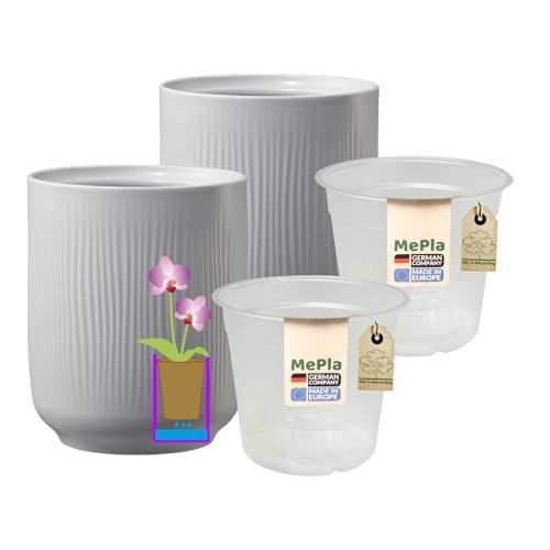 MePla - 2 Stück - SK Soendgen Orchideenübertopf Falun ø 13 Zartgrau-matt Pflanztopf Orchidee ø 12, hochwertiges Wohnambiente MePla - 2 Stück - SK Soendgen Orchideenübertopf Falun ø 13 Zartgrau-matt Pflanztopf Orchidee ø 12, hochwertiges Wohnambiente von MePla