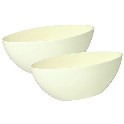 MePla - 2 Stück Schale OVAL - wetterfestes Pflanzgefäß - UV-beständiger Blumenkübel - Pflanzschale - Schale - L 21 cm - Creme von MePla