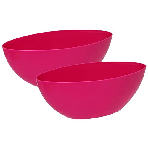 MePla - 2 Stück Schale OVAL - wetterfestes Pflanzgefäß - UV-beständiger Blumenkübel - Pflanzschale - Schale - L 21 cm - Fuchsia von MePla