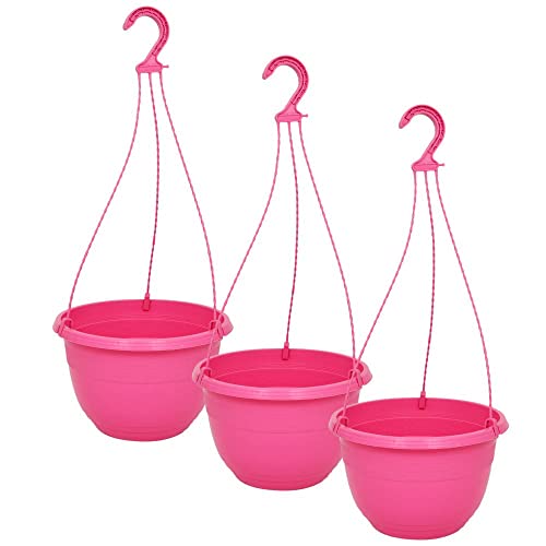 MePla - 3 Stück Ampel Orion - wetterfestes Pflanzgefäß - UV-beständiger Blumenampel - Pflanztopf - ø25 cm - Pink von MePla