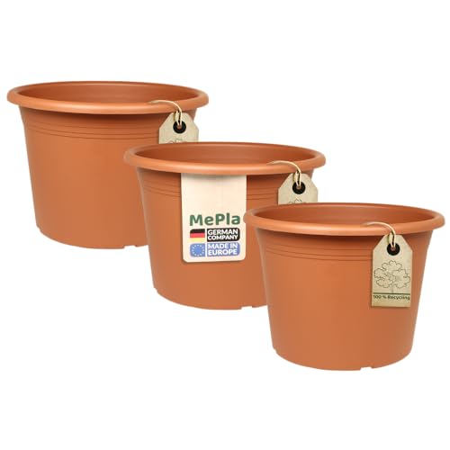 MePla - 3 Stück Blumentopf Cilindro - runder Pflanzkübel - wetterfestes Pflanzgefäß - UV-beständiger Blumenkübel - Pflanzentopf - Kübel - Ø 40 - Terracotta von MePla