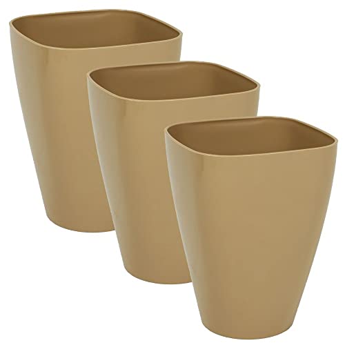 MePla - 3 Stück Orchideen-Übertopf Quadrat - wetterfestes Pflanzgefäß - UV-beständiger Blumenkübel - Pflanzentopf - Kübel - ø9 cm - beige von MePla