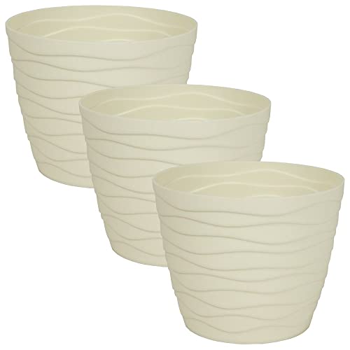 MePla - 3 Stück Übertopf TEO - wetterfestes Pflanzgefäß - UV-beständiger Blumenkübel - Pflanzentopf - Kübel - ø19 cm - Creme von MePla