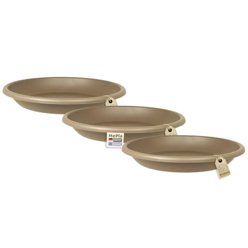 MePla - 3 Stück Untersetzer für Blumentopf Cilindro - runder Kunststoff-Unterteller - wetterfestes - UV-beständig - Untersetzer - Ø 39 cm - Taupe von MePla