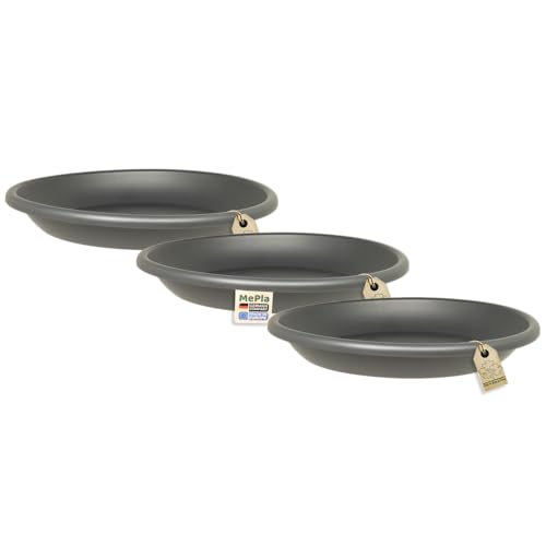 MePla - 3 Stück Untersetzer für Blumentopf Cilindro - runder Kunststoff-Unterteller - wetterfestes - UV-beständig - Untersetzer - Ø 78 cm - Anthrazit von MePla