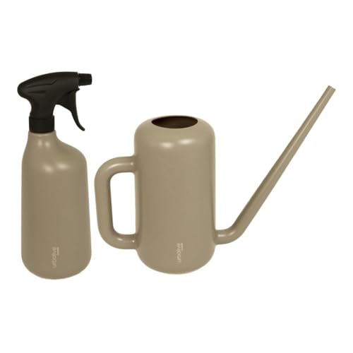 MePla - Set Gießkanne Pilea 1,8L + Sprüher 1,0L - Taupe, wetterfest aus UV-beständigem Kunststoff von MePla