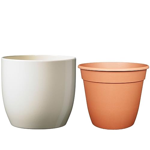 Set - SK Soendgen Keramikübertopf Basel ø21 cm, Vanilla glänzend + Pflanztopf ø20, hochwertiges Wohnambiente Set - SK Soendgen Keramikübertopf Basel ø21 cm, Vanilla glänzend + Pflanztopf ø20, hochwertiges Wohnambiente von MePla