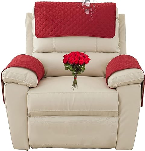 ArmlehnenbezüGe Couch Armlehnenschoner Sofa- Und Armkappen Weiche Sofa-Arm-BezüGe Abnehmbar Waschbar LehnenüBerwurf Armkappen Für 1 2 3 Sitzer (Color : rot, Size : 1 Sitzplatz) von MeRcri