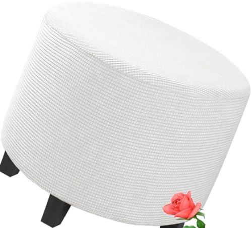 MeRcri Hockerbezug Rund 50 60 80 90 cm Ottomane Schonbezug Hocker Hussen für Fußhocker Stretch Ottomane Abdeckung Hocker Protector Hockerabdeckung (Color : 007, Size : 50 cm) von MeRcri