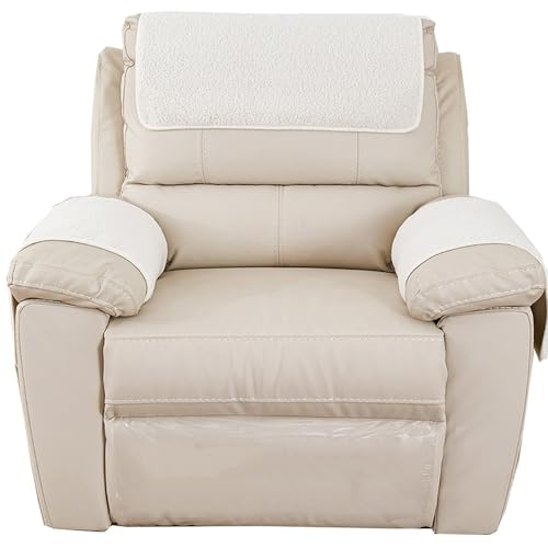 MeRcri Sesselschoner für Relaxsessel,Samt Sofabezug Relaxsessel mit Taschen Sesselauflage Sesselüberwurf, Sesselschutz für Haustieren Bezüge (Color : #White, Size : 1 Sitzplatz) von MeRcri