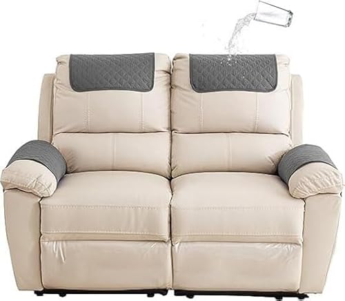 Sofa Armlehnenbezüge，Couch Kopfstützenbezug，Armlehnenschoner，für Armkappen Schonbezüge Sessel Relaxsessel Sofa Armbezug Kopfstützenschutz Sitzbezug Wasserfest Rutschfeste Mit Taschen ( Color : Dunkelg von MeRcri
