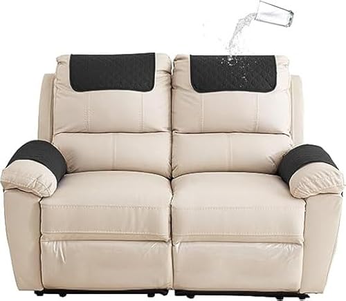 Sofa Armlehnenbezüge，Couch Kopfstützenbezug，Armlehnenschoner，für Armkappen Schonbezüge Sessel Relaxsessel Sofa Armbezug Kopfstützenschutz Sitzbezug Wasserfest Rutschfeste Mit Taschen ( Color : Noir , von MeRcri