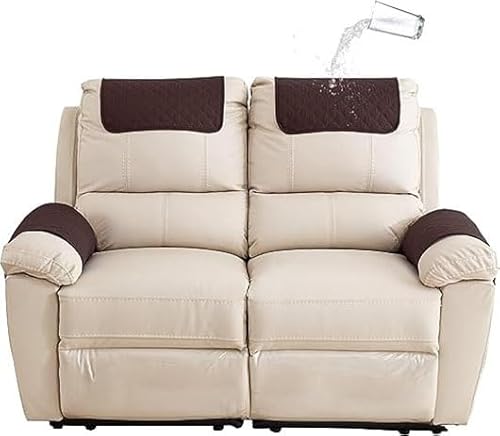 Sofa Armlehnenbezüge，Couch Kopfstützenbezug，Armlehnenschoner，für Armkappen Schonbezüge Sessel Relaxsessel Sofa Armbezug Kopfstützenschutz Sitzbezug Wasserfest Rutschfeste Mit Taschen ( Color : Dark Cu von MeRcri