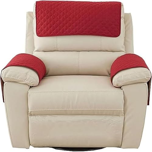 Sofa Armlehnenbezüge，Couch Kopfstützenbezug，Armlehnenschoner，für Armkappen Schonbezüge Sessel Relaxsessel Sofa Armbezug Kopfstützenschutz Sitzbezug Wasserfest Rutschfeste Mit Taschen ( Color : rot , S von MeRcri