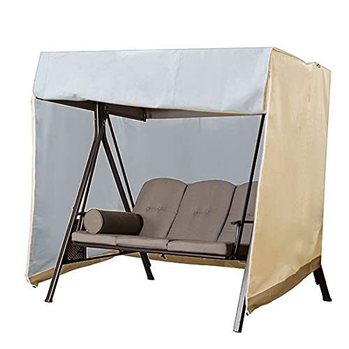 MeTikTok Hollywoodschaukel Pergola-Sonnendach, 3 Sitzer Abdeckung Für Hollywoodschaukeln Oxford Wasserdicht Winddicht Sonnendach Schutzhülle Schaukel Markisen Sonnenschirme,Beige,223x153x183cm von MeTikTok