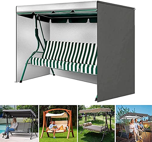 MeTikTok Hollywoodschaukel Pergola-Sonnendach, 3 Sitzer Abdeckung Für Hollywoodschaukeln Oxford Wasserdicht Winddicht Sonnendach Schutzhülle Schaukel Markisen Sonnenschirme,Grau,223x153x183cm von MeTikTok