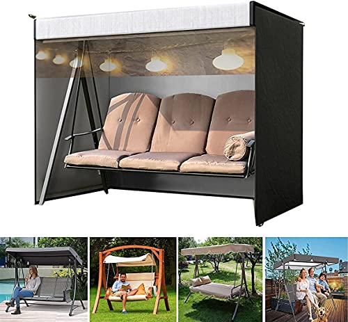 MeTikTok Hollywoodschaukel Pergola-Sonnendach, 3 Sitzer Abdeckung Für Hollywoodschaukeln Oxford Wasserdicht Winddicht Sonnendach Schutzhülle Schaukel Markisen Sonnenschirme,Schwarz,223x153x183cm von MeTikTok