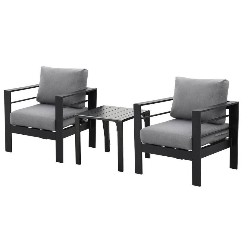 MeXo Bistroset mit Balkontisch Gartenmöbel 2er Set Kleiner Balkon Schwarz von MeXo