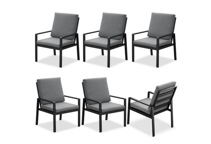 MeXo Gartenlounge-Set Lounge Gartenmöbelset Aluminium, (6-tlg., 6 x Sessel, 12 x Kissen), Loungemöbel Outdoor wetterfest für 6 Personen von MeXo