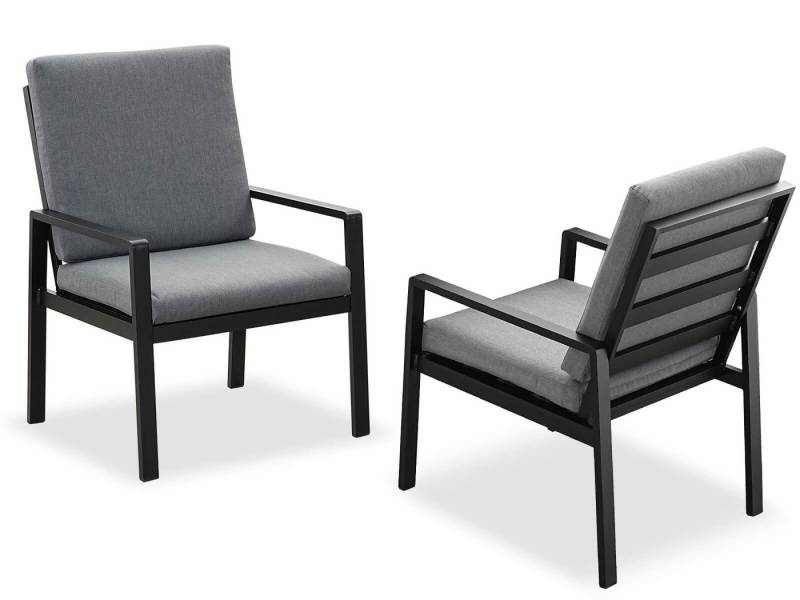 MeXo Gartenlounge-Set Alu Gartenmöbel-Sets Gartenstuhl, (2-tlg., 2 Esszimmerstühle, 60x 68x 85 cm, 4 Auflagen, bis zu 140 kg belastbar), wetterfest Gartengarnitur Set von MeXo