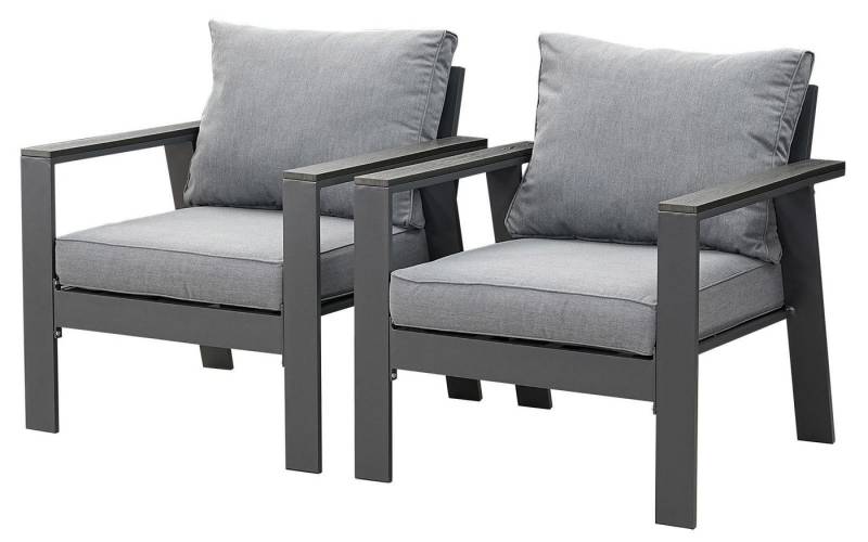 MeXo Gartenlounge-Set Gartenmöbel Set Aluminium Loungeset für Terrasse Balkon, (Balkonset 2 Personen, 2-tlg., 2×Einzelsessel inkl. 4×Auflagen), wetterfest Gartensofa Loungesofa Balkonsofa von MeXo
