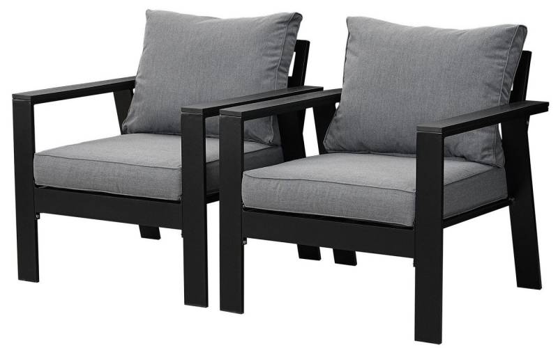 MeXo Gartenlounge-Set Gartenmöbel Set Aluminium Loungeset für Terrasse Balkon, (Balkonset 2 Personen, 2-tlg., 2×Einzelsessel inkl. 4×Auflagen), wetterfest Gartensofa Loungesofa Balkonsofa von MeXo