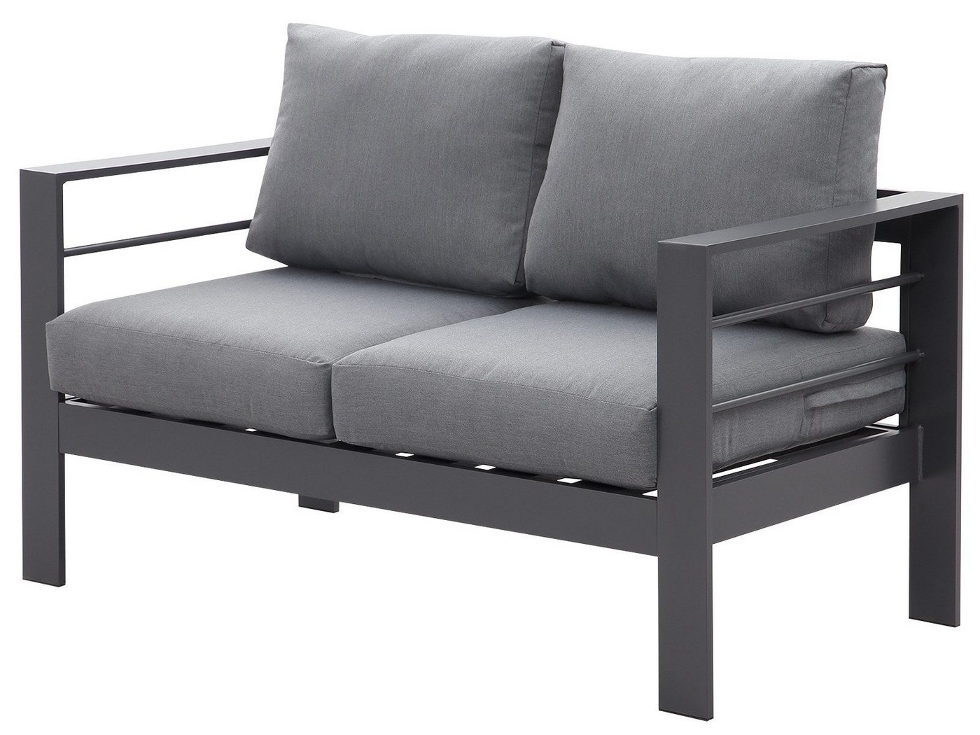 MeXo Gartenlounge-Set Gartenmöbel Set Aluminium Loungeset für Terrasse Balkon, (Set, 1-tlg., 1× 2-Sitzer Sofa, 4 × Auflagen), wetterfest Gartensofa Loungesofa Balkonsofa für 1-2 Personen von MeXo