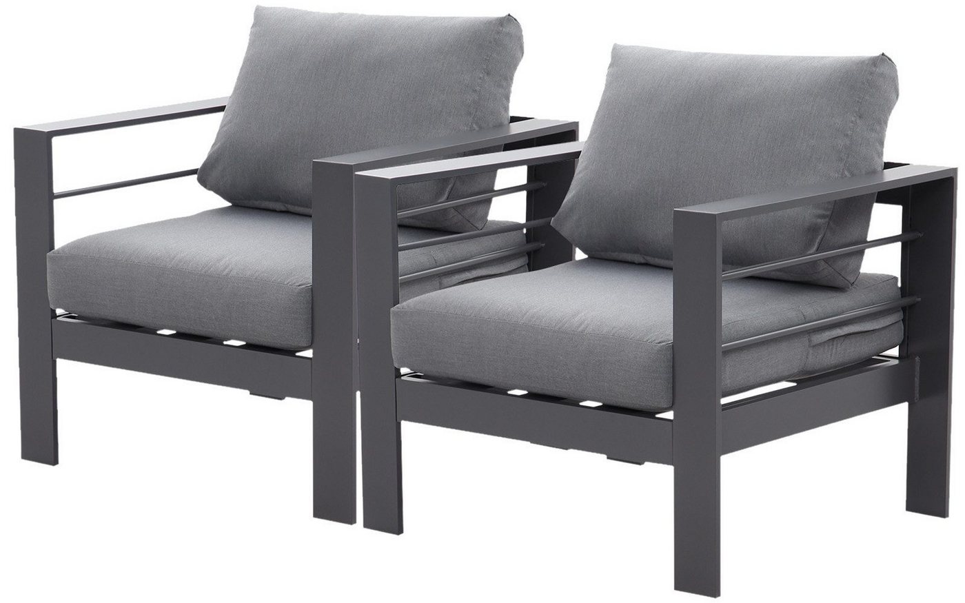 MeXo Gartenlounge-Set XXL Gartenmöbel Set Aluminium Outdoor, (Set, 2-tlg., 2 × Einzelsessel, 4 × Auflagen), wetterfest Gartenstuhl Gartensessel Balkonstuhl für 1-2 Personen von MeXo