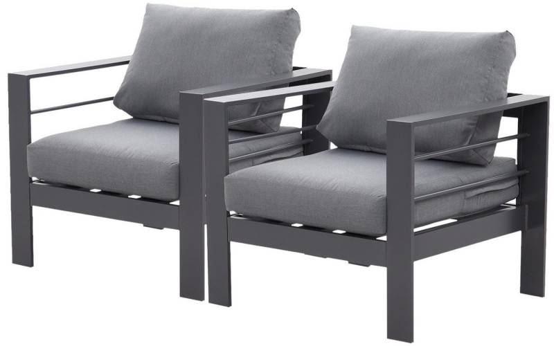 MeXo Gartenlounge-Set XXL Gartenmöbel Set Aluminium Outdoor, (Set, 2-tlg., 2 × Einzelsessel, 4 × Auflagen), wetterfest Gartenstuhl Gartensessel Balkonstuhl für 1-2 Personen von MeXo