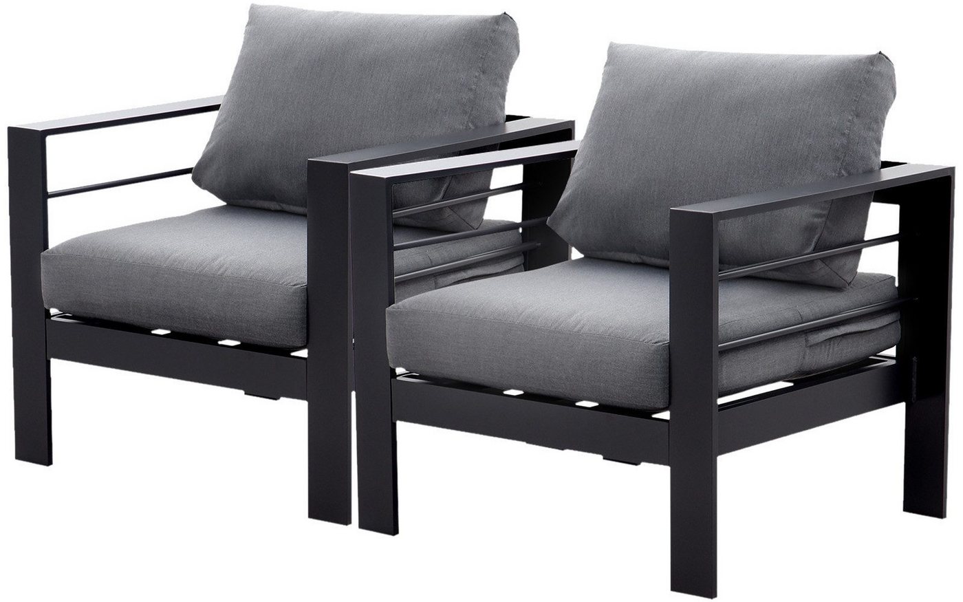 MeXo Gartenlounge-Set XXL Gartenmöbel Set Aluminium Outdoor, (Set, 2-tlg., 2 × Einzelsessel, 4 × Auflagen), wetterfest Gartenstuhl Gartensessel Balkonstuhl für 1-2 Personen von MeXo