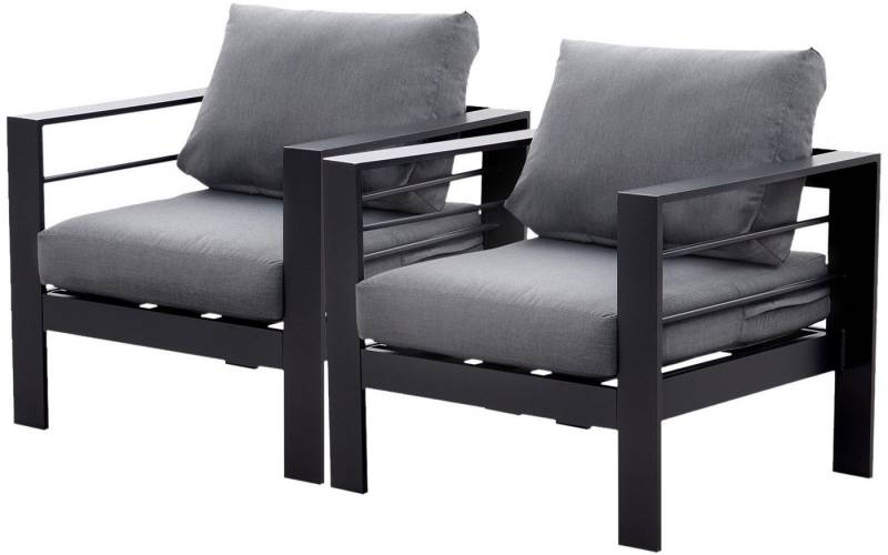 MeXo Gartenlounge-Set XXL Gartenmöbel Set Aluminium Outdoor, (Set, 2-tlg., 2 × Einzelsessel, 4 × Auflagen), wetterfest Gartenstuhl Gartensessel Balkonstuhl für 1-2 Personen von MeXo
