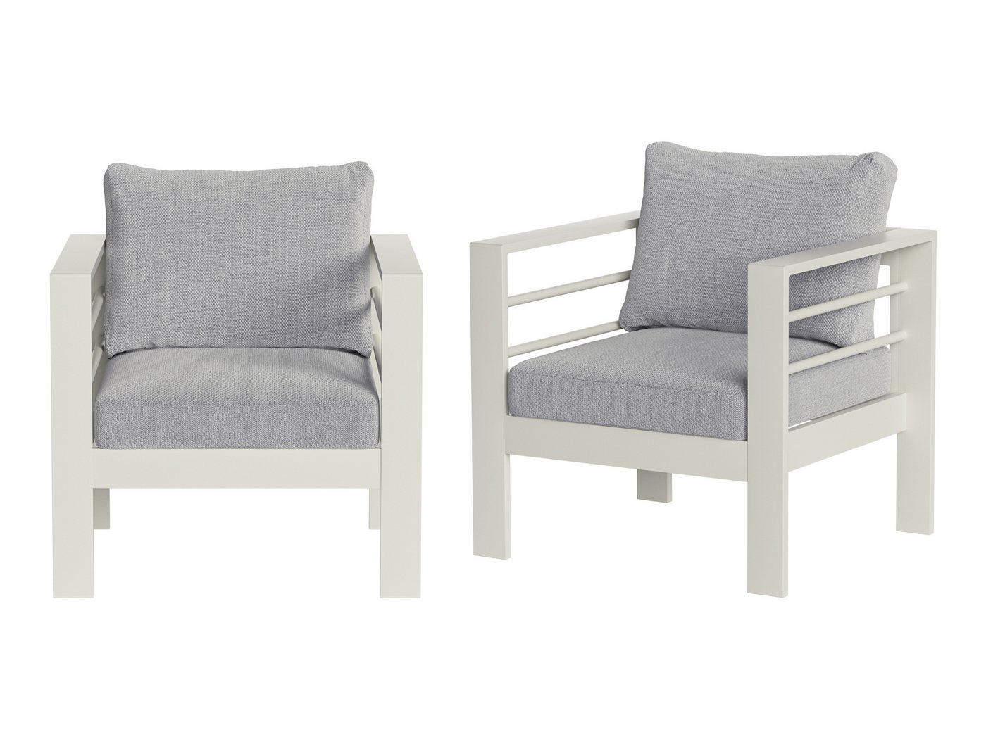 MeXo Gartenlounge-Set XXL Gartenmöbel Set Aluminium Outdoor, (cremeweiß, harmonieren mit Licht bei Nacht, 2-tlg., Passt zum skandinavischen, mediterranen oder minimalistischen Stil), wetterfest Gartenstuhl Gartensessel Balkonstuhl für 1-2 Personen von MeXo