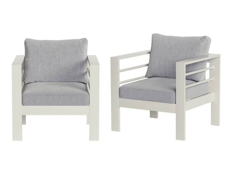 MeXo Gartenlounge-Set XXL Gartenmöbel Set Aluminium Outdoor, (cremeweiß, harmonieren mit Licht bei Nacht, 2-tlg., Passt zum skandinavischen, mediterranen oder minimalistischen Stil), wetterfest Gartenstuhl Gartensessel Balkonstuhl für 1-2 Personen von MeXo