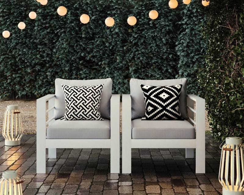 MeXo Gartensessel Relaxsessel outdoor 2 Sitzer Loungesessel Aluminium wetterfest (cremeweiß, harmonieren mit Licht bei Nacht, 2-St., Passt zum skandinavischen, mediterranen oder minimalistischen Stil), 12cm Deluxe Relax-Sitzkissen, Balkonsessel für Balkon 2er-Set MeXo Gartensessel Relaxsessel outdoor 2 Sitzer Loungesessel Aluminium wetterfest (cremeweiß, harmonieren mit Licht bei Nacht, 2-St., Passt zum skandinavischen, mediterranen oder minimalistischen Stil), 12cm Deluxe Relax-Sitzkissen, Balkonsessel für Balkon 2er-Set von MeXo