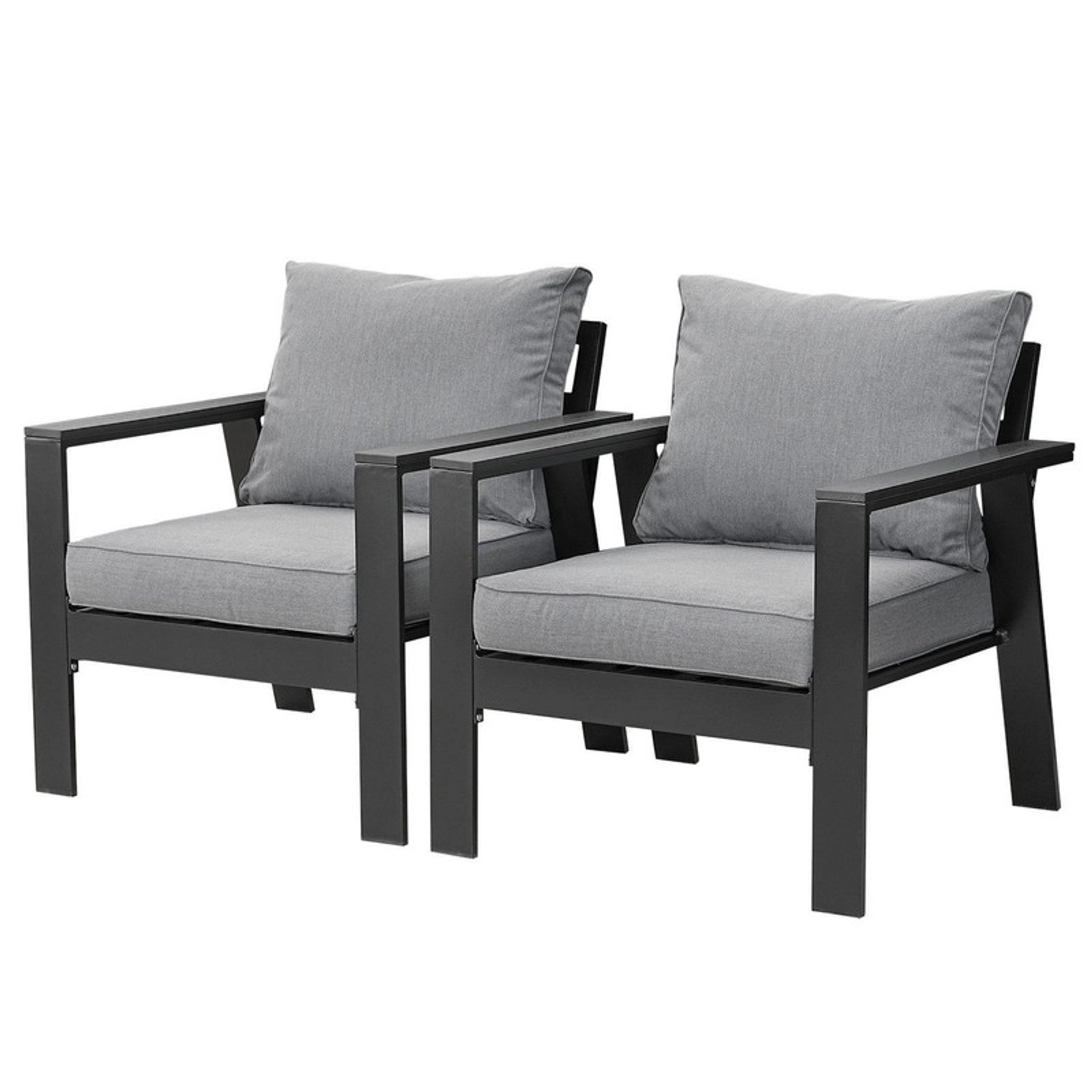 MeXo Gartenstühle 2er Set Aluminium Wetterfest Hochlehner Grau MeXo Gartenstühle 2er Set Aluminium Wetterfest Hochlehner Grau von MeXo