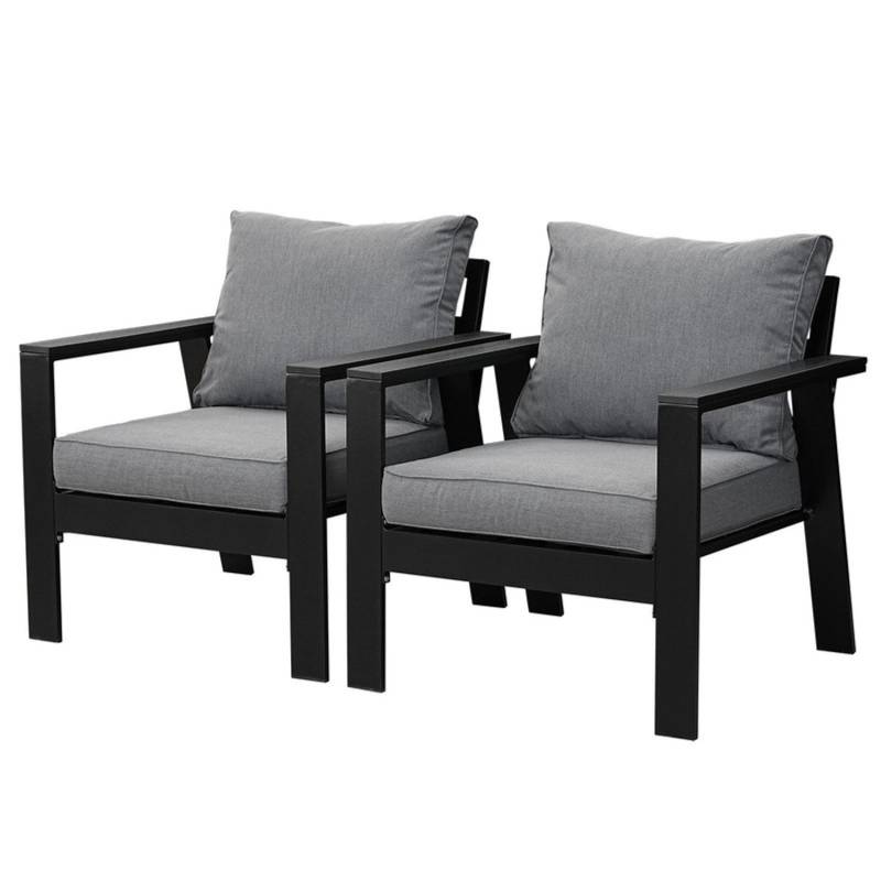 MeXo Gartenstühle 2er Set Aluminium Wetterfest Hochlehner Schwarz von MeXo