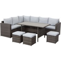 MeXo Lounge Set Polyrattan Gartenmöbel  7-teile für 6-9 Personen Garten & Balkon (grau & hellgrau) von MeXo